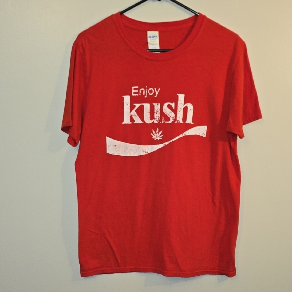 Gildan Softstyle Red Coke Style ENJOY KUSH T-Shirt LOT-N
